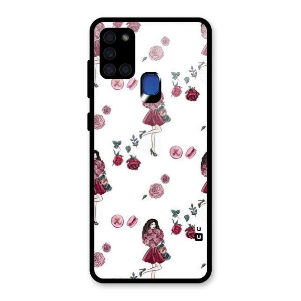 Girl With Flowers Glass Back Case for Galaxy A21s