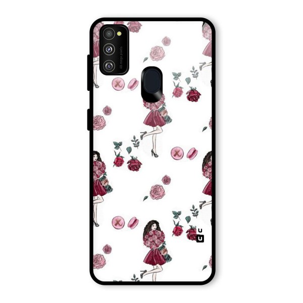 Girl With Flowers Glass Back Case for Galaxy M21