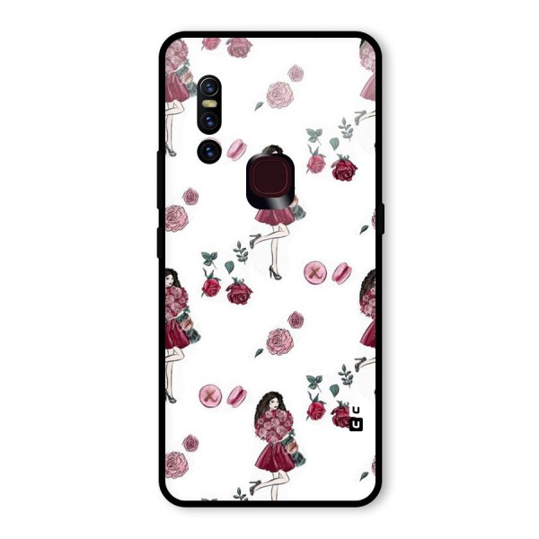 Girl With Flowers Glass Back Case for Vivo V15