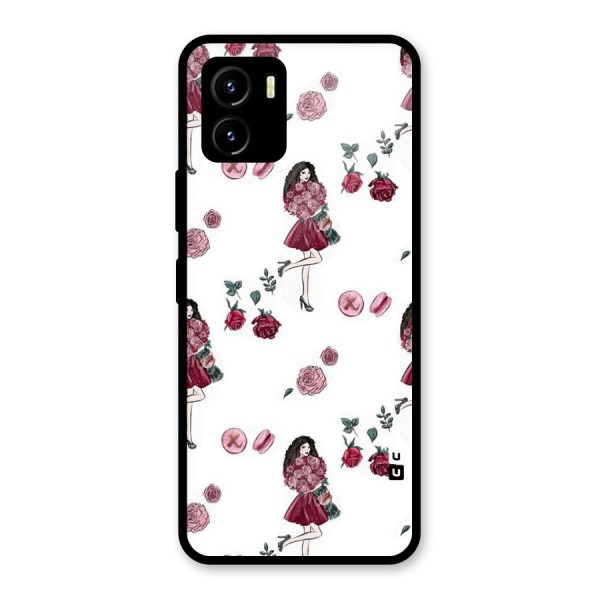 Girl With Flowers Glass Back Case for Vivo Y15s