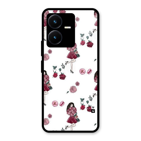 Girl With Flowers Glass Back Case for Vivo Y22