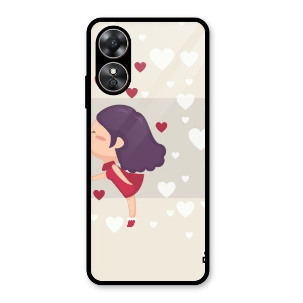 Girl in Love Glass Back Case for Oppo A17