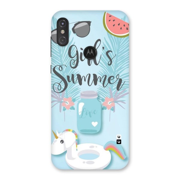 Girls Summer Back Case for Motorola One Power