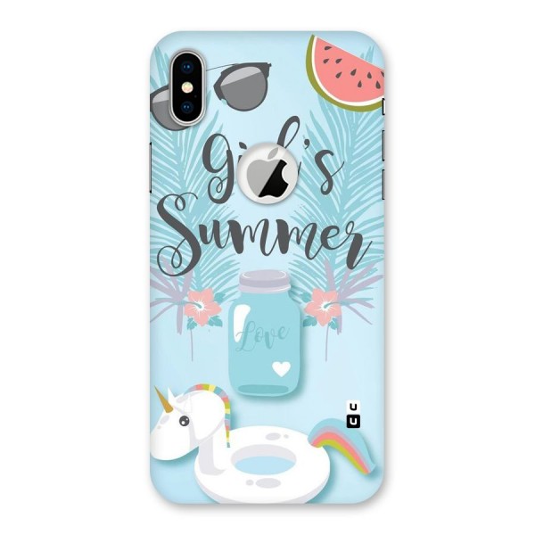 Girls Summer Back Case for iPhone XS Logo Cut