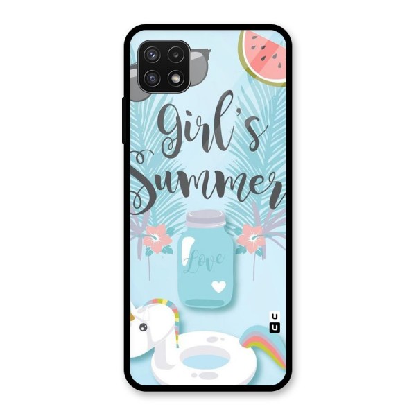 Girls Summer Glass Back Case for Galaxy A22 5G