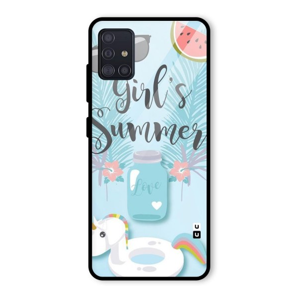 Girls Summer Glass Back Case for Galaxy A51