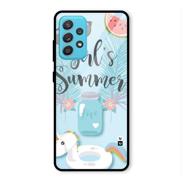 Girls Summer Glass Back Case for Galaxy A52s 5G
