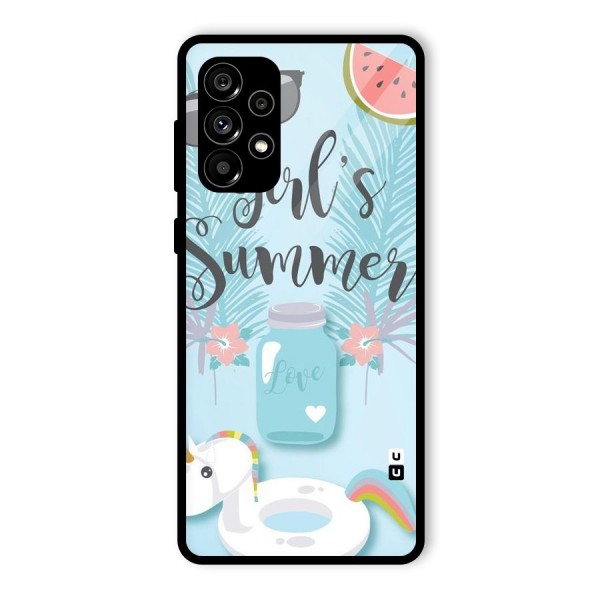 Girls Summer Glass Back Case for Galaxy A73 5G