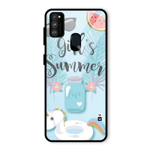 Girls Summer Glass Back Case for Galaxy M21