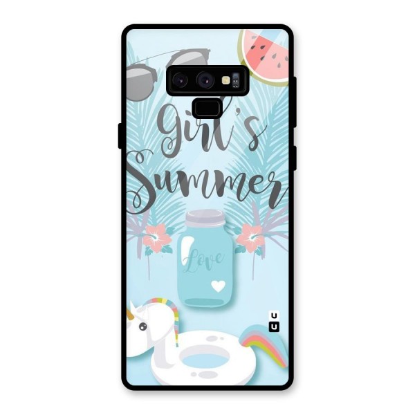 Girls Summer Glass Back Case for Galaxy Note 9