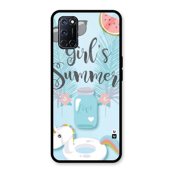 Girls Summer Glass Back Case for Oppo A52