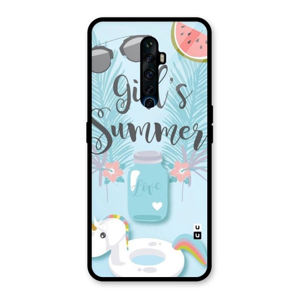 Girls Summer Glass Back Case for Oppo Reno2 Z