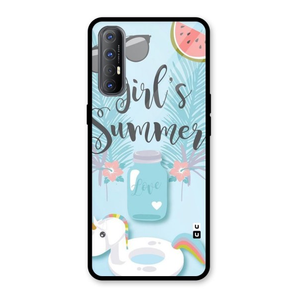 Girls Summer Glass Back Case for Oppo Reno3 Pro