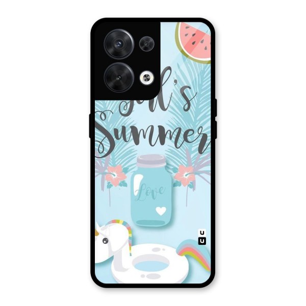 Girls Summer Glass Back Case for Oppo Reno8 5G