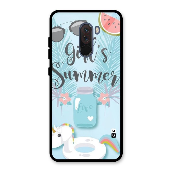 Girls Summer Glass Back Case for Poco F1