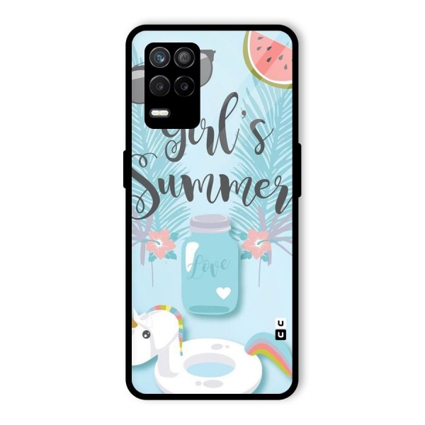 Girls Summer Glass Back Case for Realme 9 5G