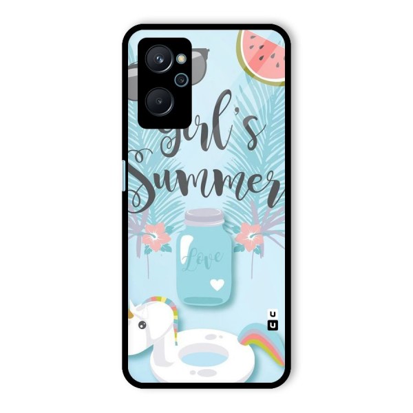 Girls Summer Glass Back Case for Realme 9i