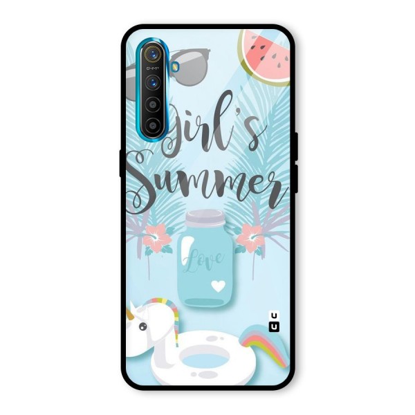 Girls Summer Glass Back Case for Realme XT