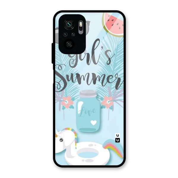 Girls Summer Glass Back Case for Redmi Note 10