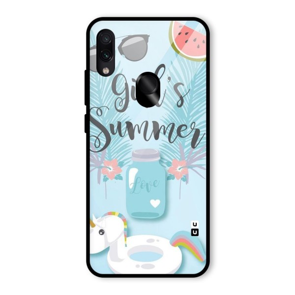 Girls Summer Glass Back Case for Redmi Note 7