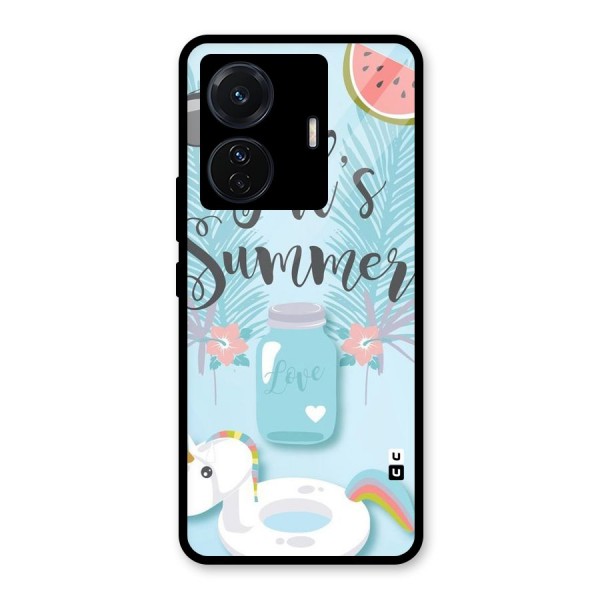 Girls Summer Glass Back Case for Vivo T1 Pro