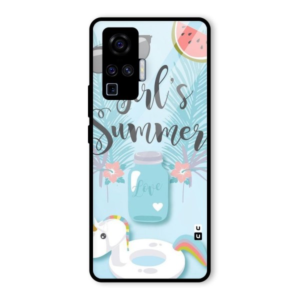 Girls Summer Glass Back Case for Vivo X50 Pro