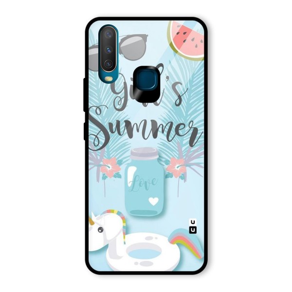 Girls Summer Glass Back Case for Vivo Y15