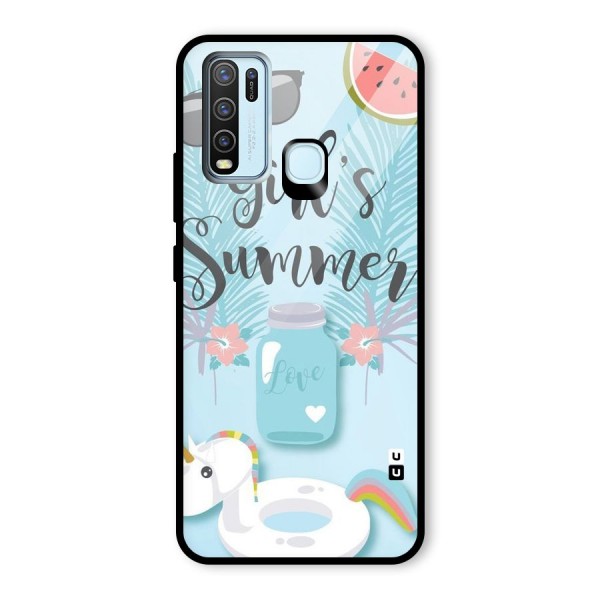 Girls Summer Glass Back Case for Vivo Y50