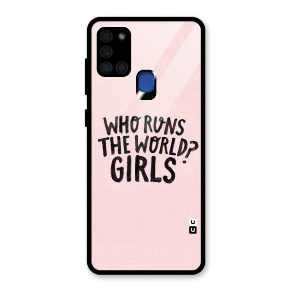 Girls World Glass Back Case for Galaxy A21s