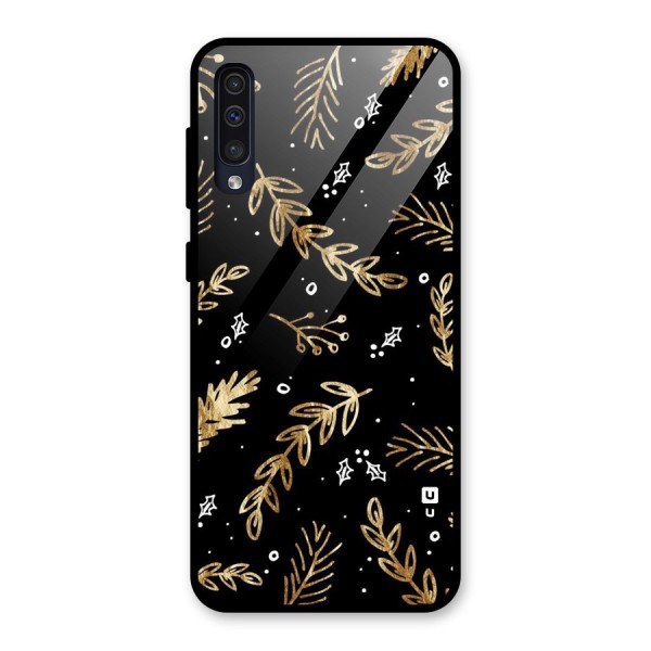 Gold Palm Leaves Glass Back Case for Galaxy A50s