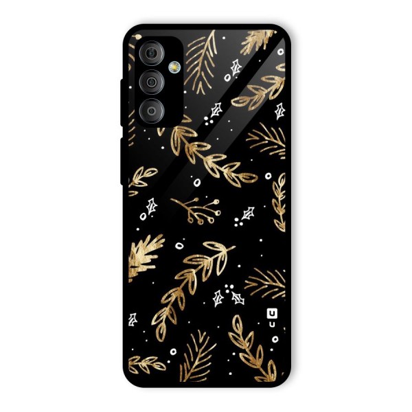 Gold Palm Leaves Glass Back Case for Galaxy F23