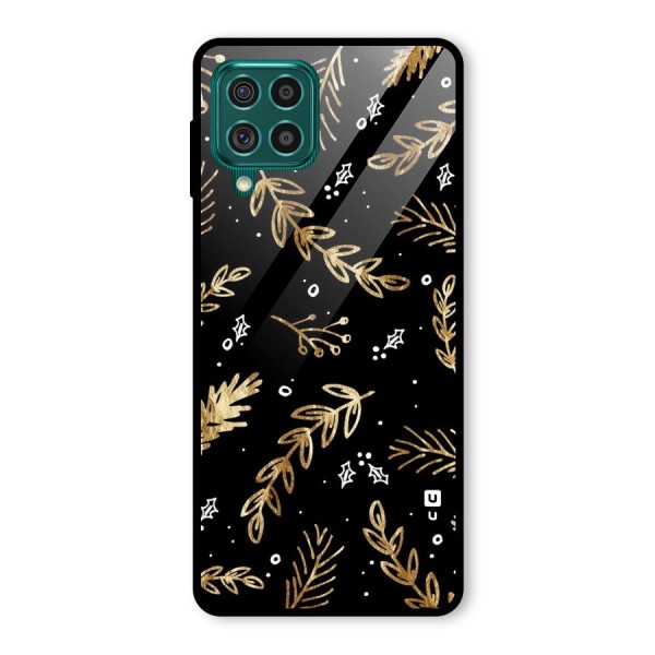 Gold Palm Leaves Glass Back Case for Galaxy F62