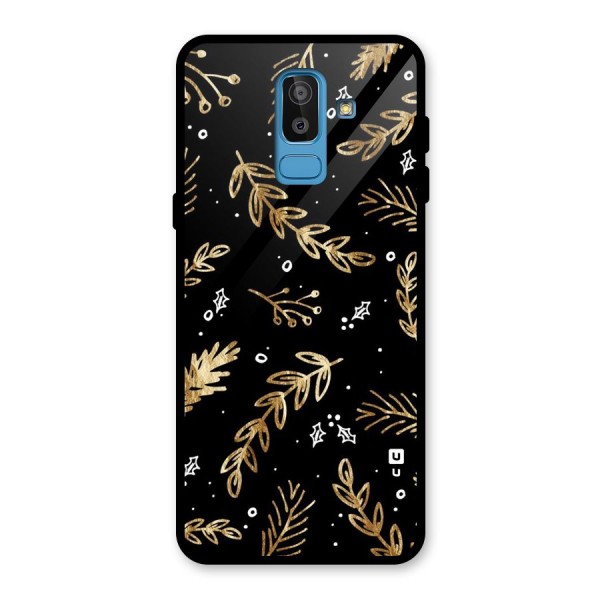 Gold Palm Leaves Glass Back Case for Galaxy J8