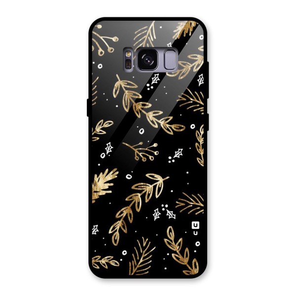 Gold Palm Leaves Glass Back Case for Galaxy S8