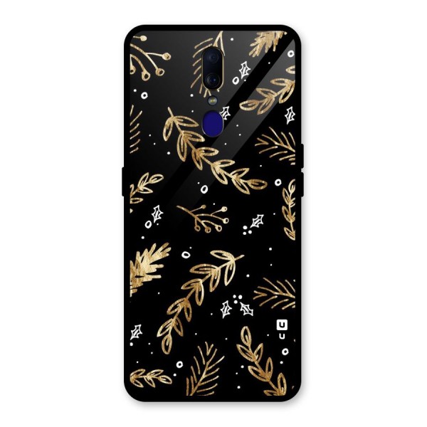 Gold Palm Leaves Glass Back Case for Oppo F11