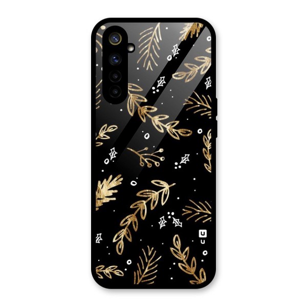 Gold Palm Leaves Glass Back Case for Realme 6