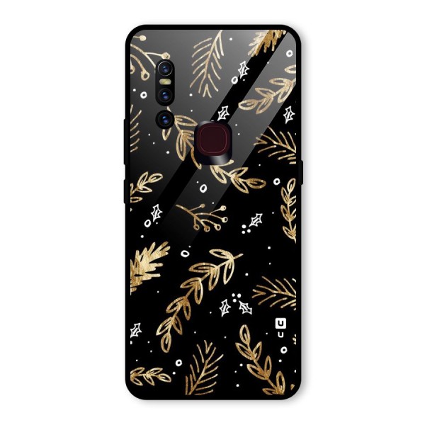 Gold Palm Leaves Glass Back Case for Vivo V15