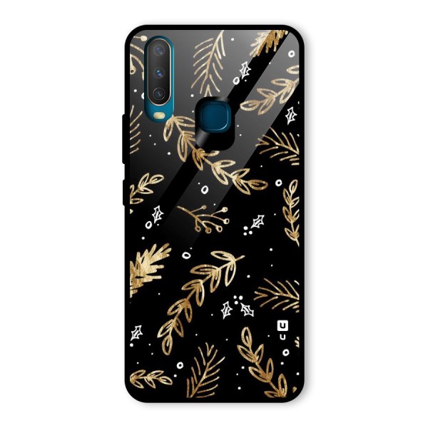 Gold Palm Leaves Glass Back Case for Vivo Y12