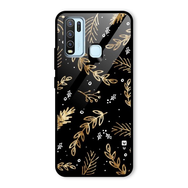 Gold Palm Leaves Glass Back Case for Vivo Y30