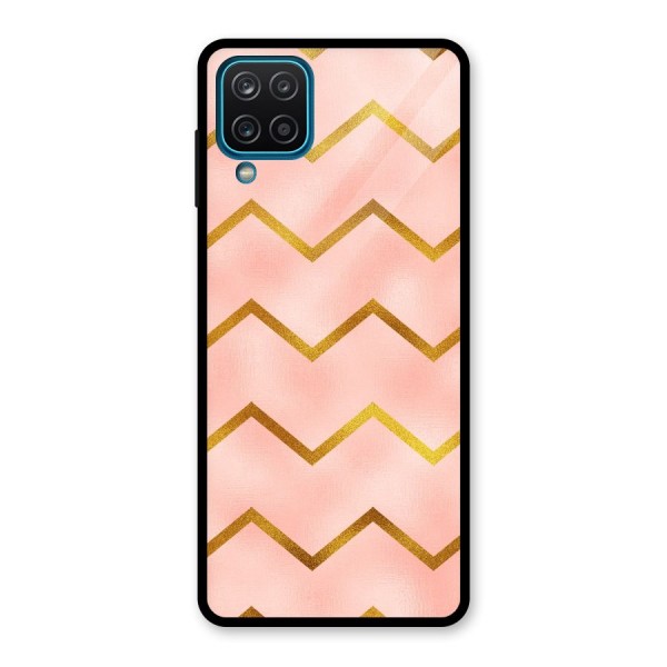 Gold Pink Pattern Glass Back Case for Galaxy A12