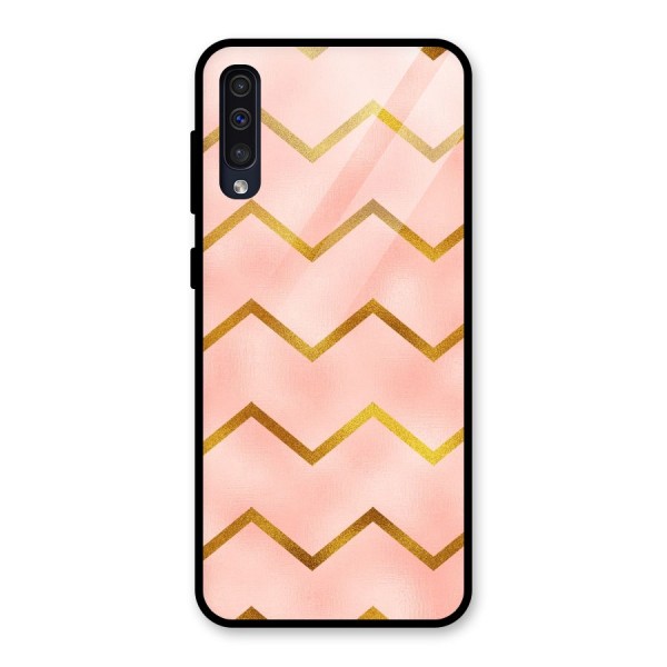 Gold Pink Pattern Glass Back Case for Galaxy A50s