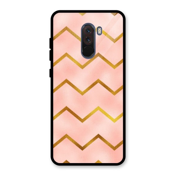 Gold Pink Pattern Glass Back Case for Poco F1