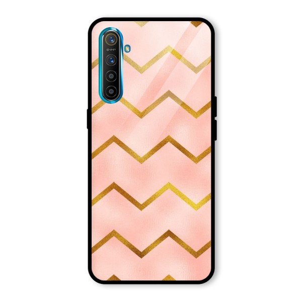 Gold Pink Pattern Glass Back Case for Realme XT