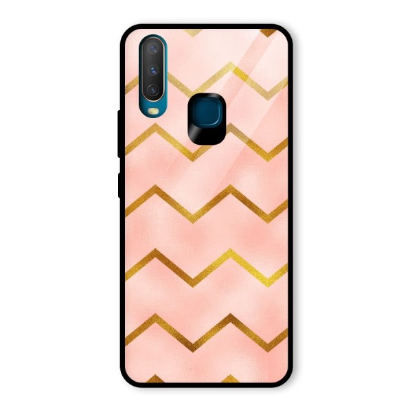 Gold Pink Pattern Glass Back Case for Vivo Y12