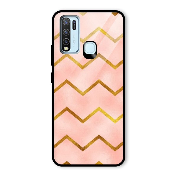 Gold Pink Pattern Glass Back Case for Vivo Y50