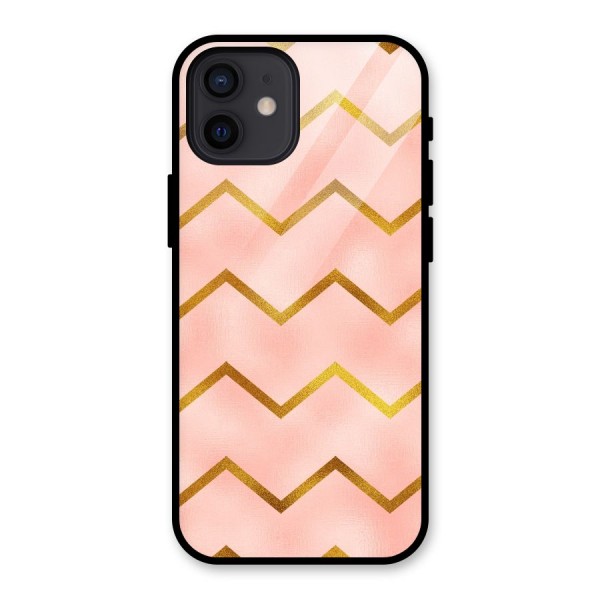 Gold Pink Pattern Glass Back Case for iPhone 12