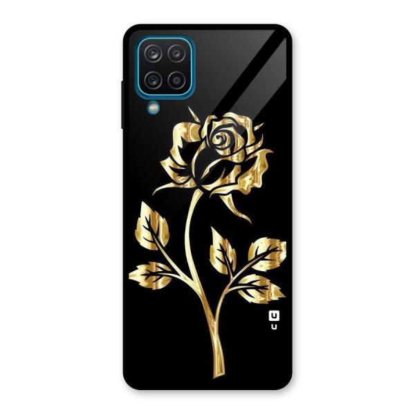 Gold Rose Glass Back Case for Galaxy A12