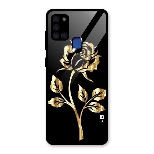 Gold Rose Glass Back Case for Galaxy A21s