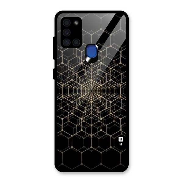 Gold Web Glass Back Case for Galaxy A21s