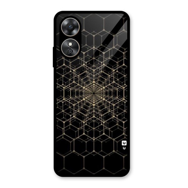 Gold Web Glass Back Case for Oppo A17